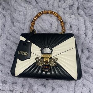 Gucci Calfskin Bamboo Trapuntata Queen Margaret Top Handle Bag